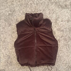 Ashley Stewart Chocolate Corduroy Vest cropped size medium